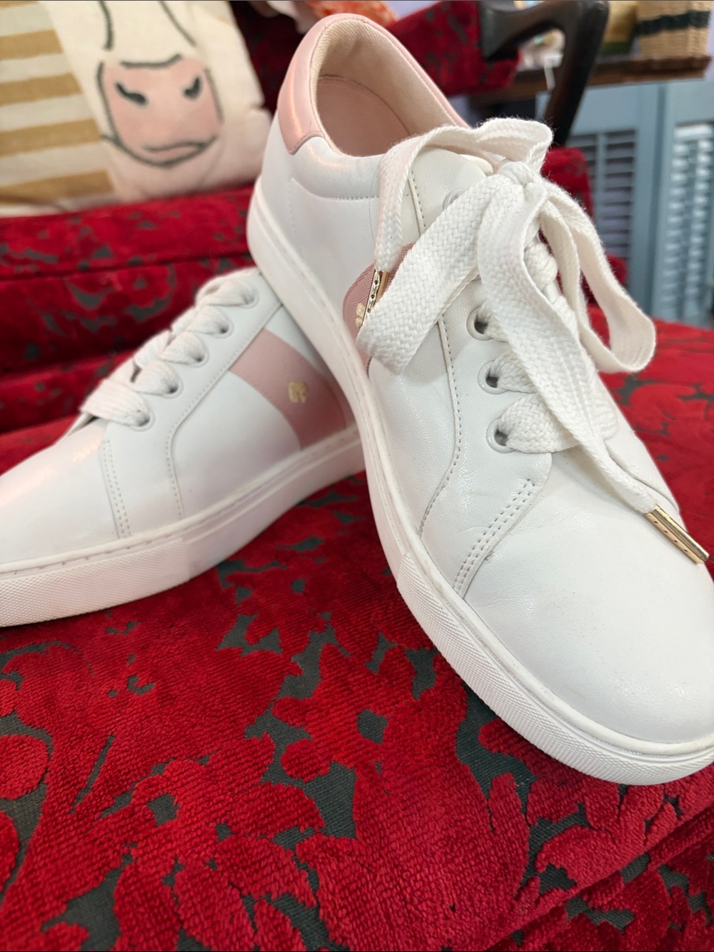 kate spade White Sneakers with Blush Pink Accents
